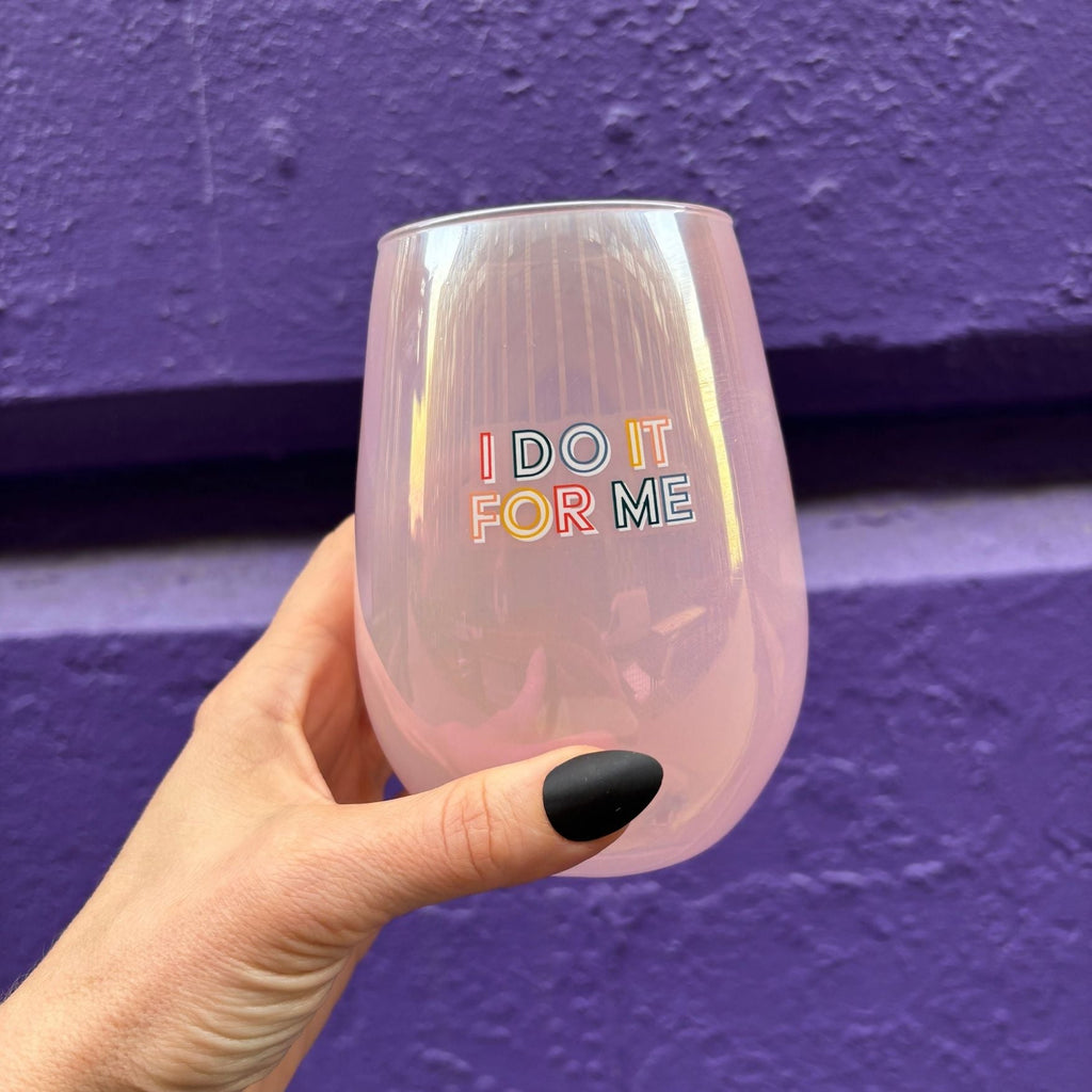 I Do It For Me Stemless Wine Glass in Purple | 20 Oz. by The Bullish Store