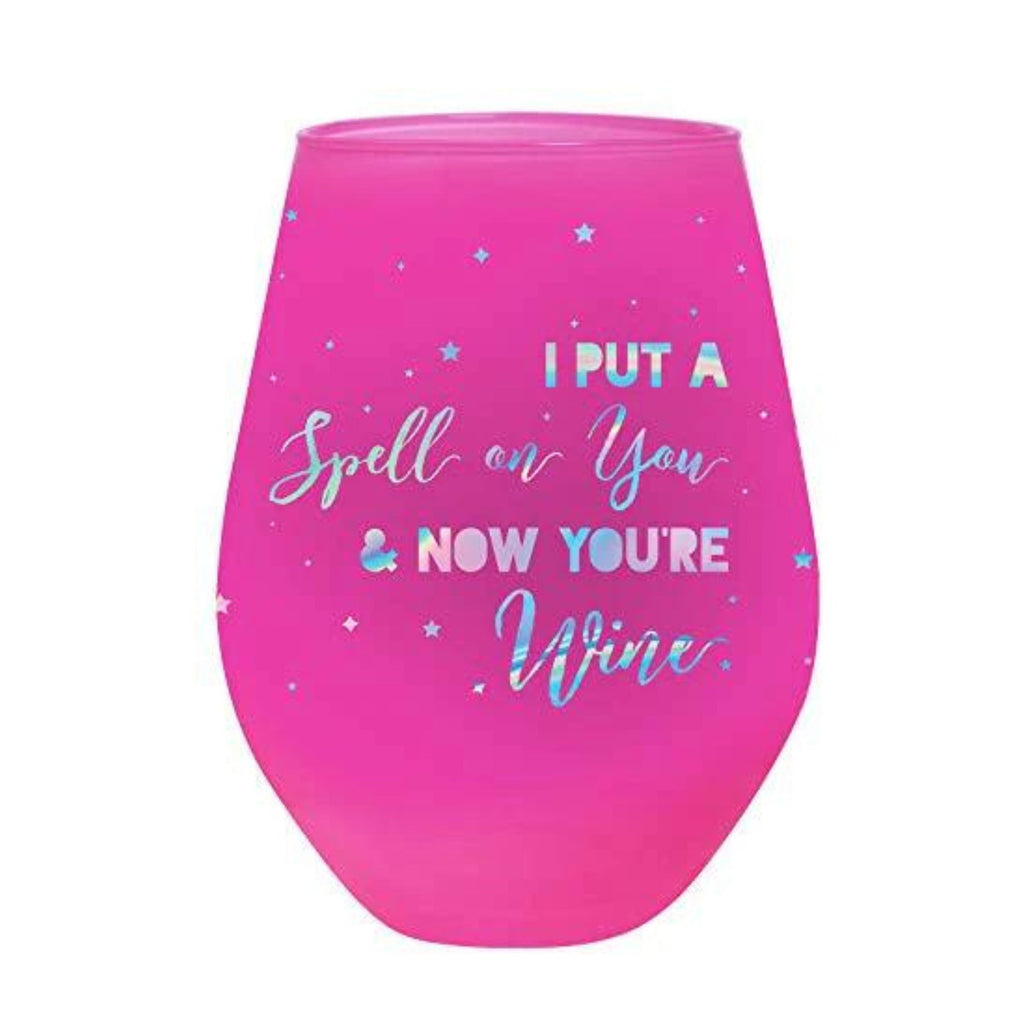 I Put A Spell On You Jumbo Stemless Wine Glass in Hot Pink | Halloween/Holiday Gifts Drinkware by The Bullish Store