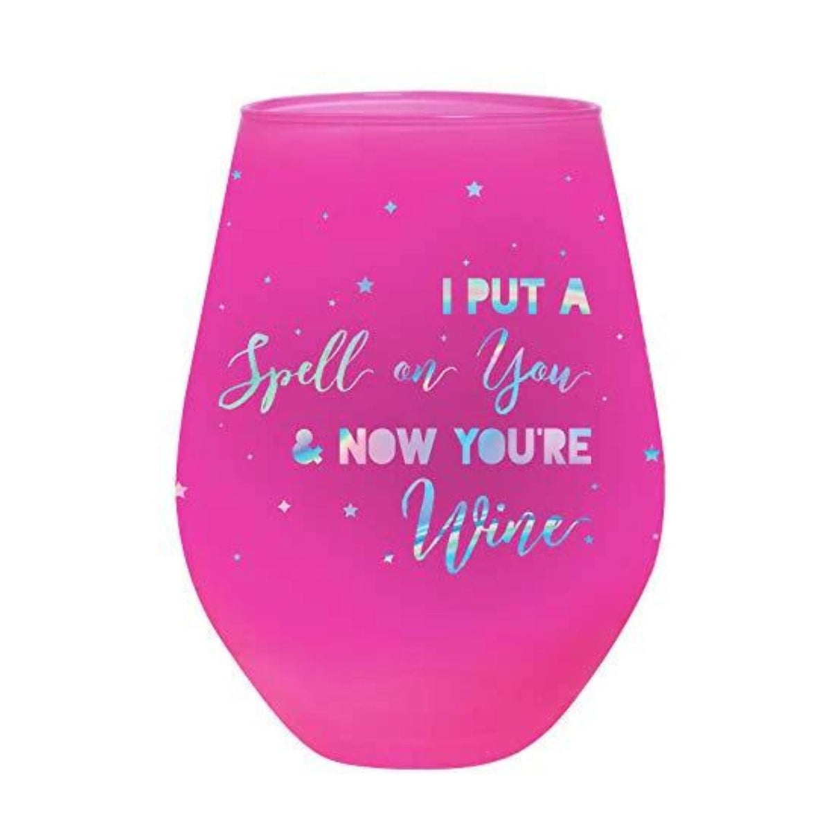 I Put A Spell On You Jumbo Stemless Wine Glass in Hot Pink | Halloween/Holiday Gifts Drinkware by The Bullish Store