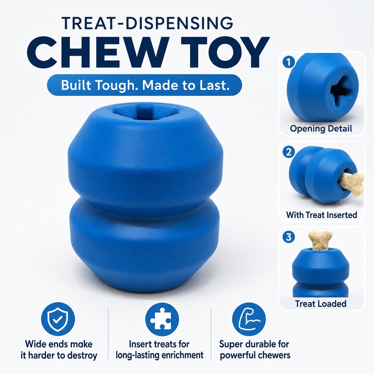 Double Trouble Dog Toy - Dual Chamber Treat Dispenser for Large Dogs | USA Made by SodaPup/True Dogs, LLC