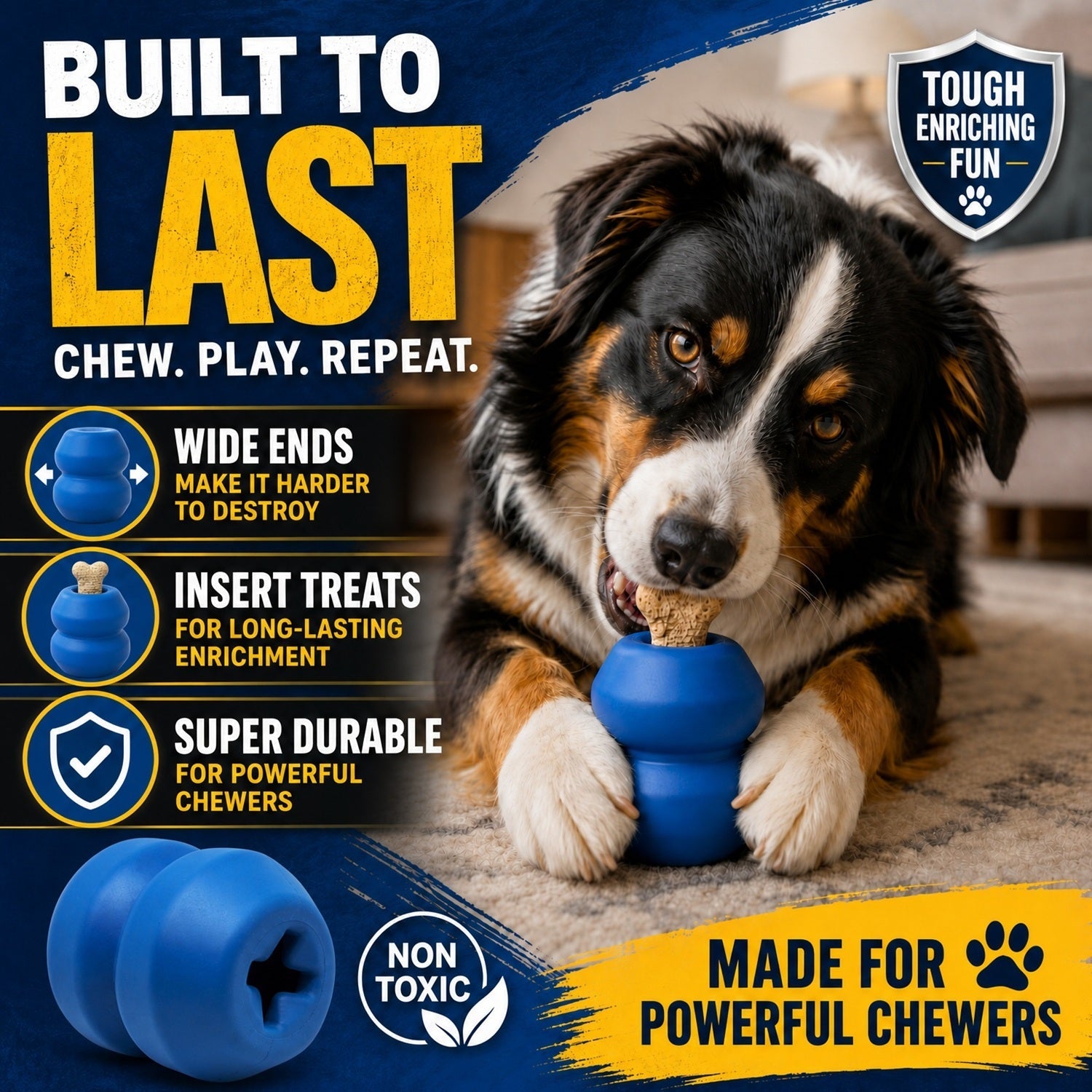 Double Trouble Dog Toy - Dual Chamber Treat Dispenser for Large Dogs | USA Made by SodaPup/True Dogs, LLC