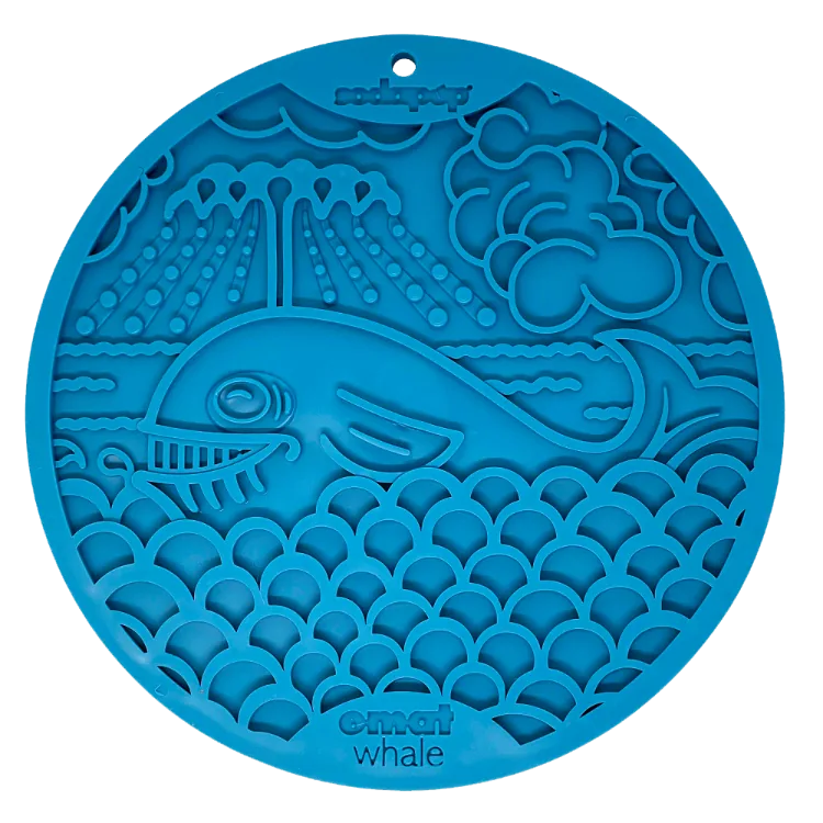 Whale eMat - Enrichment Lick Mat for Dogs and Cats - with Suction Cups | Whale Design | USA Made by SodaPup/True Dogs, LLC