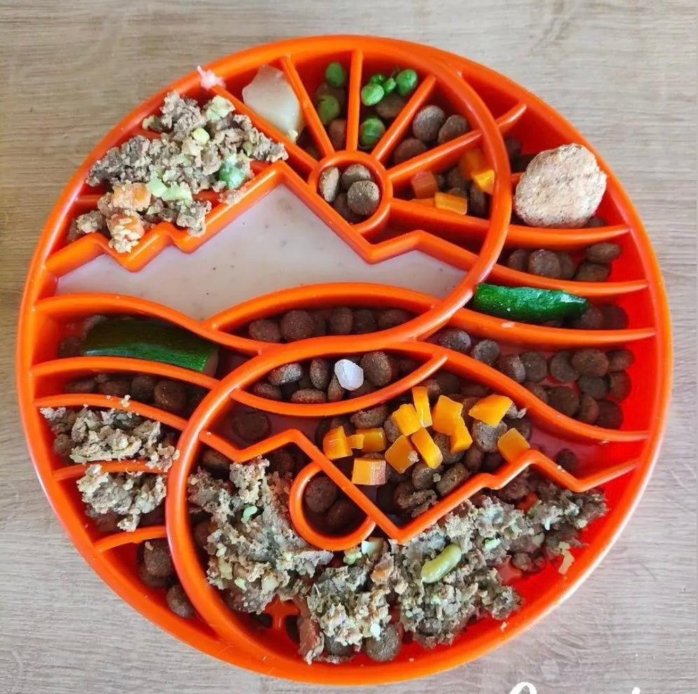 Sun and Moon eTray - Shallow Slow Feeder Dog Bowl for Enrichment | USA Made by SodaPup/True Dogs, LLC
