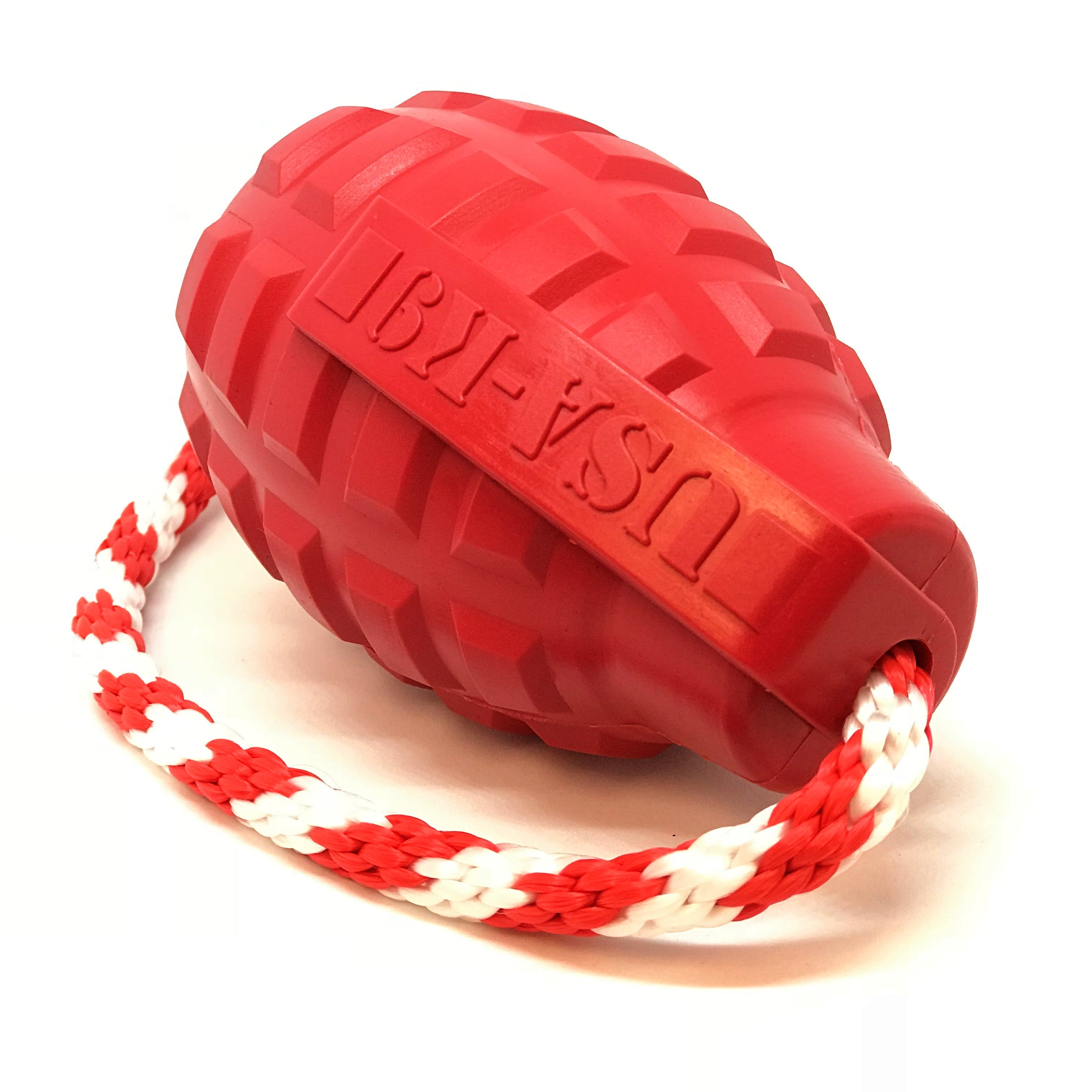 USA-K9 Grenade Rubber Dog Chew Toy | K9 Handler Reward Toy | Blue | USA Made by SodaPup/True Dogs, LLC