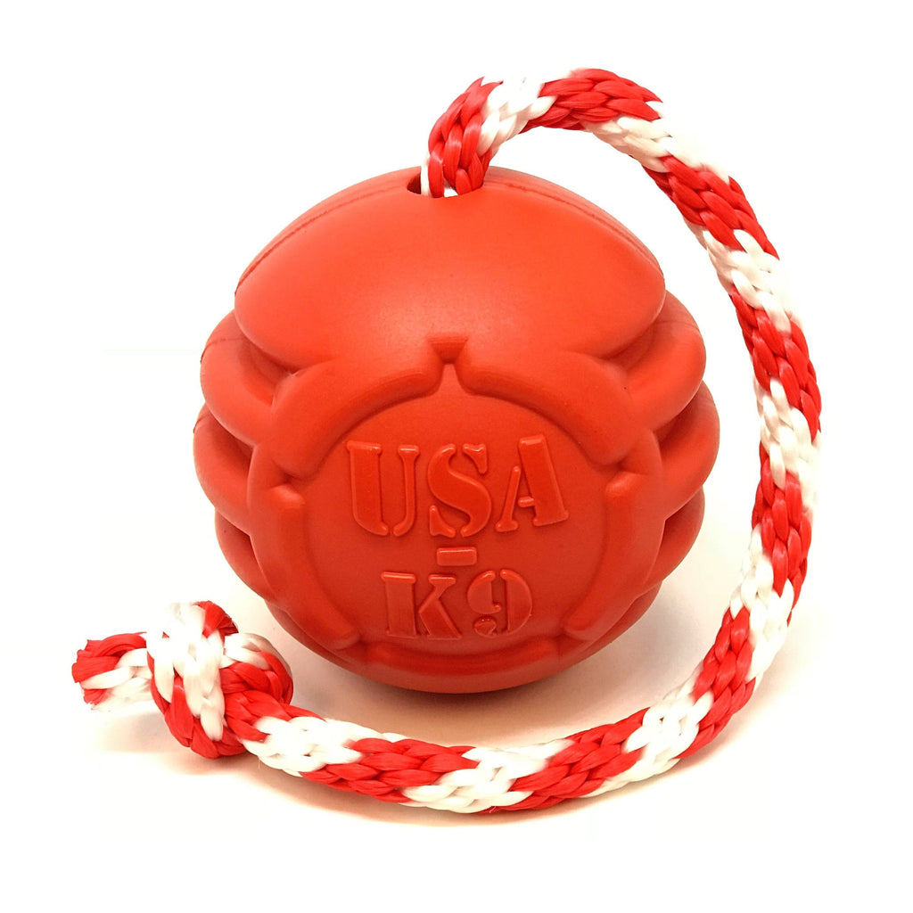 USA-K9 Stars and Stripes Rubber Dog Toy | K9 Handler Reward Toy | Red | USA Made by SodaPup/True Dogs, LLC