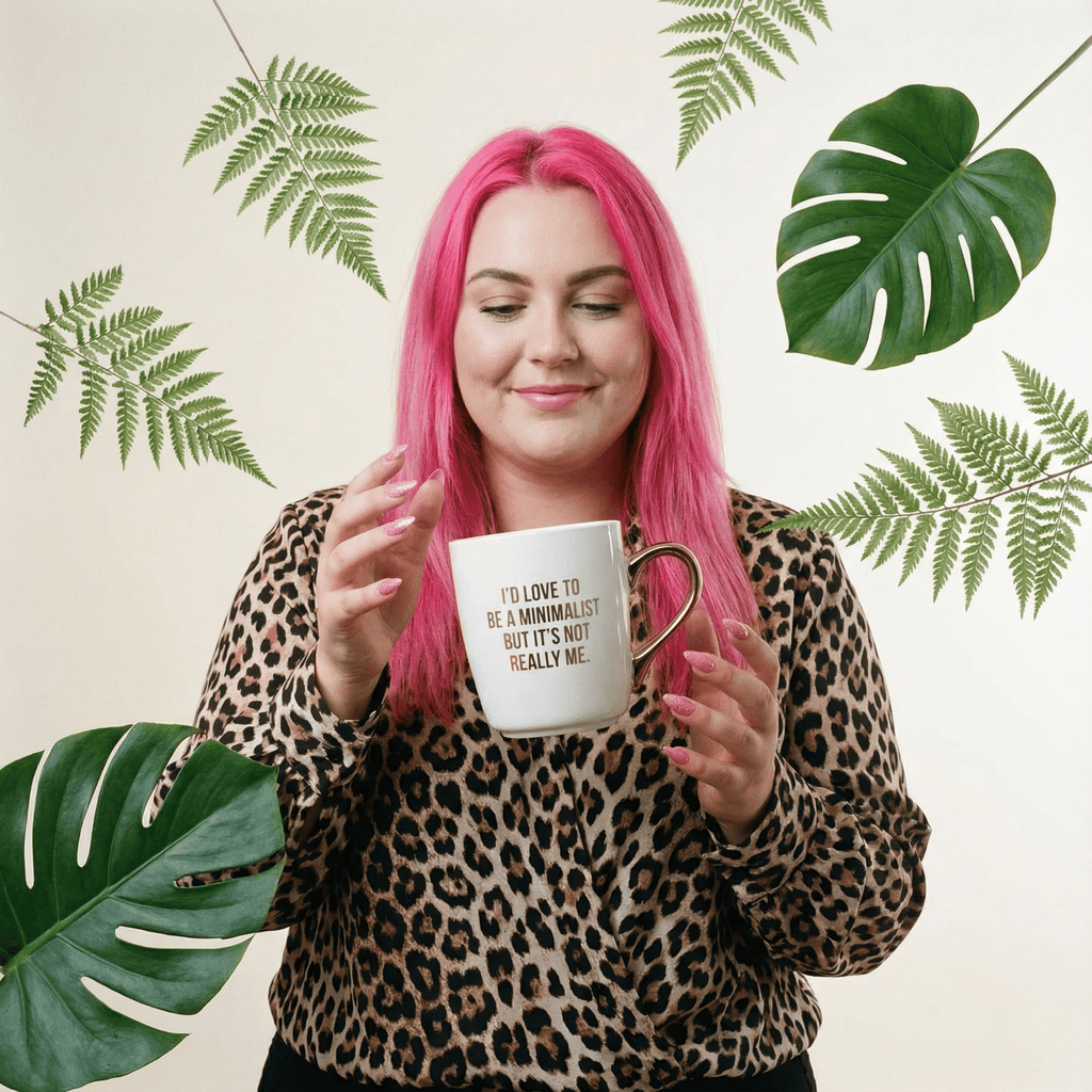 I'd Love To Be A Minimalist Gold Handle Mug | Stoneware Coffee Tea Cup | 16oz by The Bullish Store