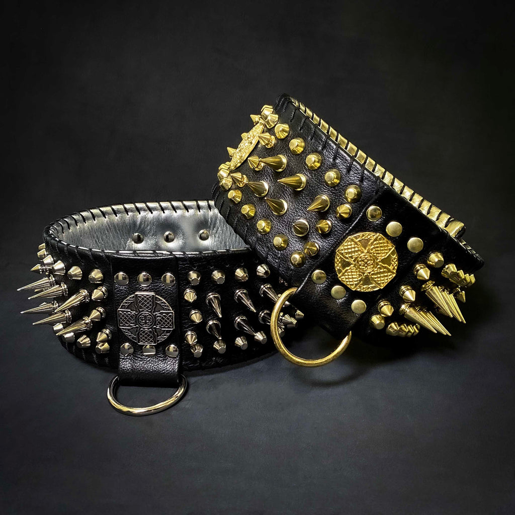''Imperium'' hand stitched 8 cm wide show collar by Bestia Dog Gear