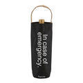 In Case Of Emergency Black Wine Bottle Bag | Gloss Black Tote | Holds Standard Wine Bottle for Gifting by The Bullish Store