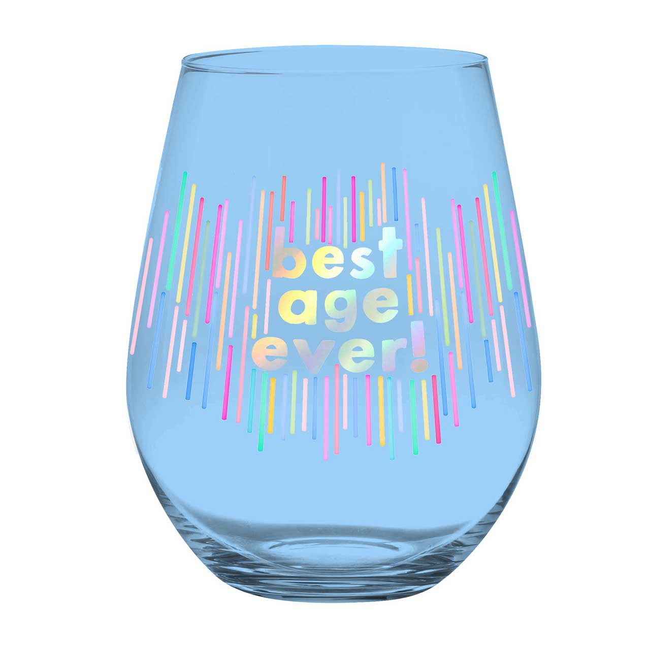 Best Age Ever Jumbo Stemless Wine Glass in Blue | 30 Oz. | Holds an Entire Bottle of Wine by The Bullish Store
