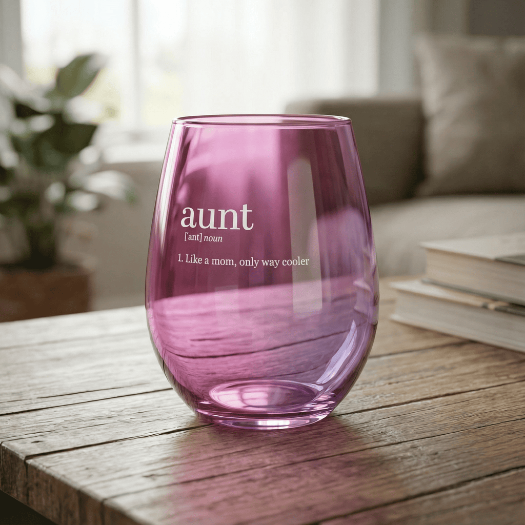 Aunt Jumbo Stemless Wine Glass in Pink | 30 Oz. | Holds an Entire Bottle of Wine by The Bullish Store