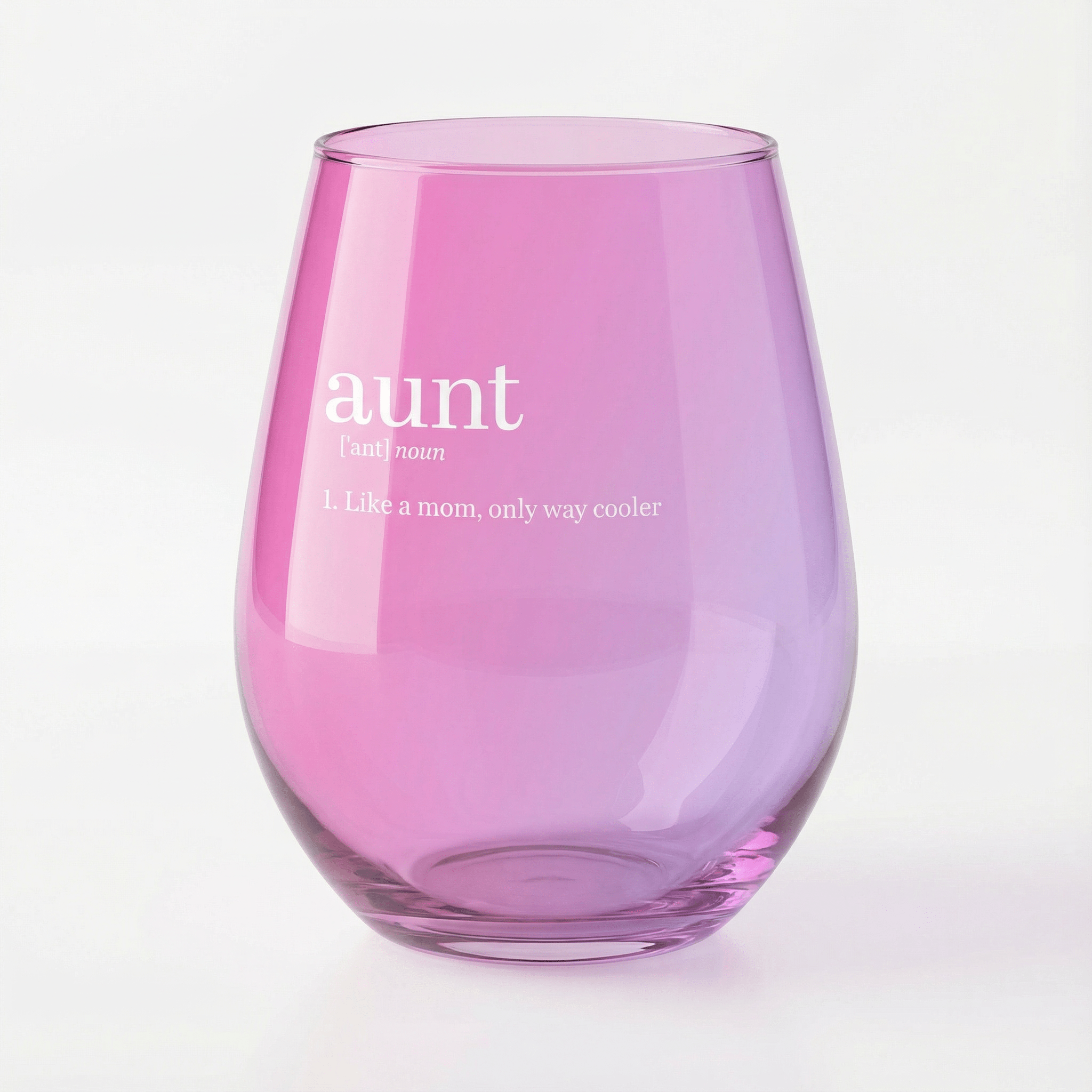 Aunt Jumbo Stemless Wine Glass in Pink | 30 Oz. | Holds an Entire Bottle of Wine by The Bullish Store