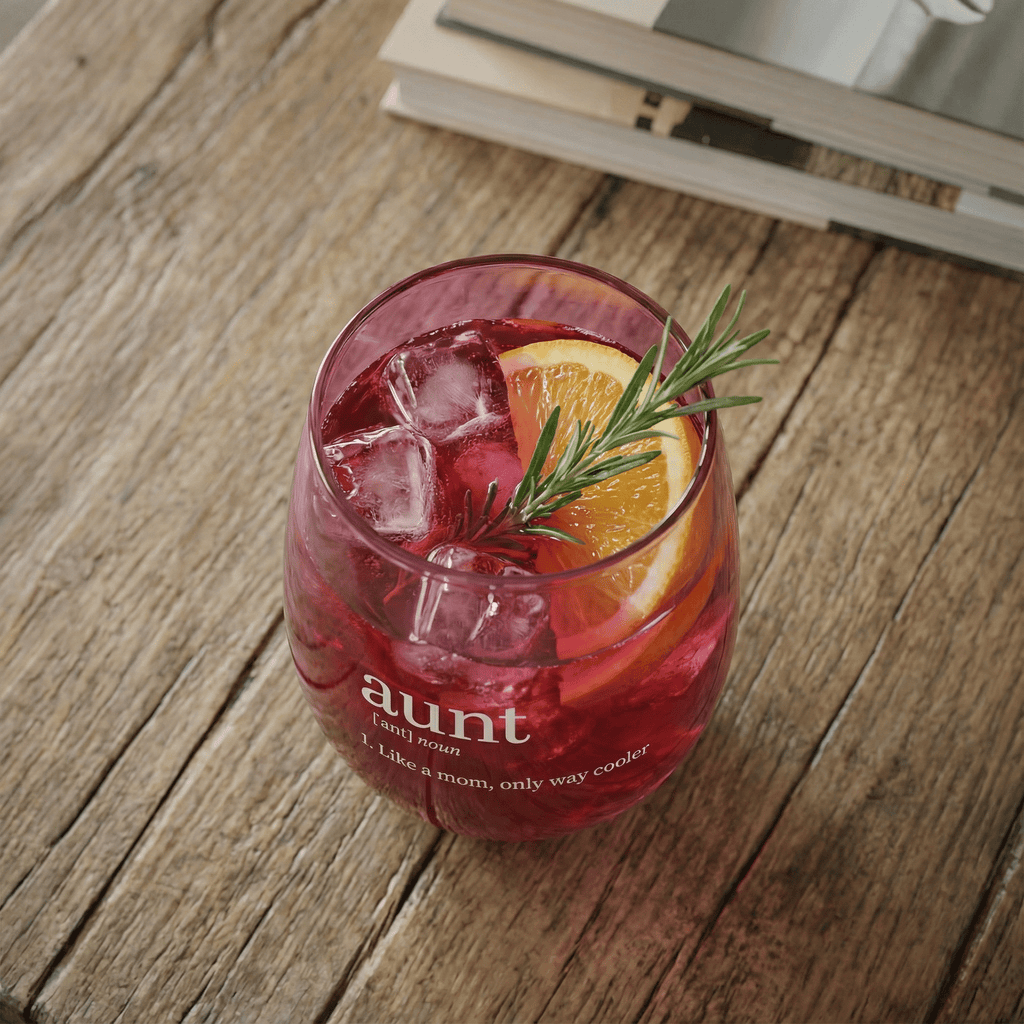 Aunt Jumbo Stemless Wine Glass in Pink | 30 Oz. | Holds an Entire Bottle of Wine by The Bullish Store