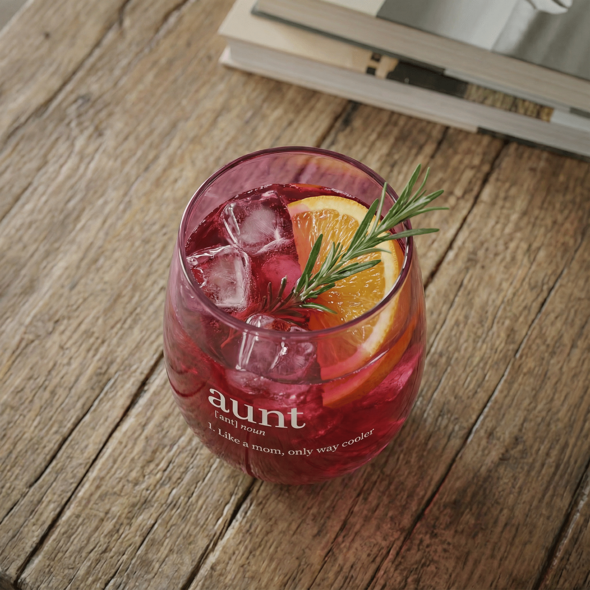Aunt Jumbo Stemless Wine Glass in Pink | 30 Oz. | Holds an Entire Bottle of Wine by The Bullish Store