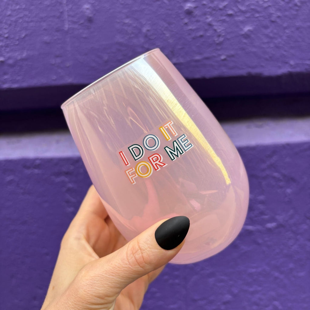 I Do It For Me Stemless Wine Glass in Purple | 20 Oz. by The Bullish Store