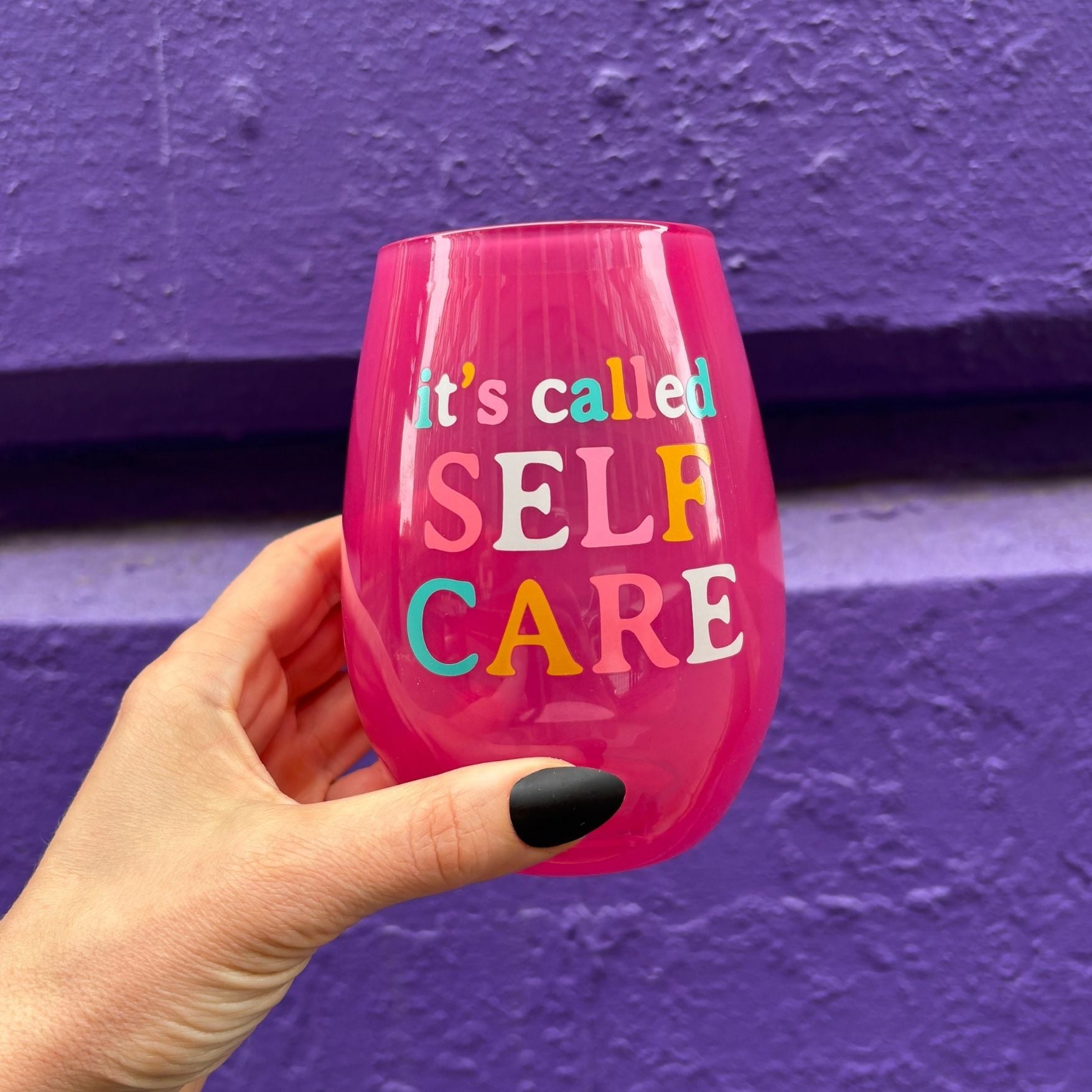 It's Called Self Care Stemless Wine Glass in Pink | 20oz by The Bullish Store