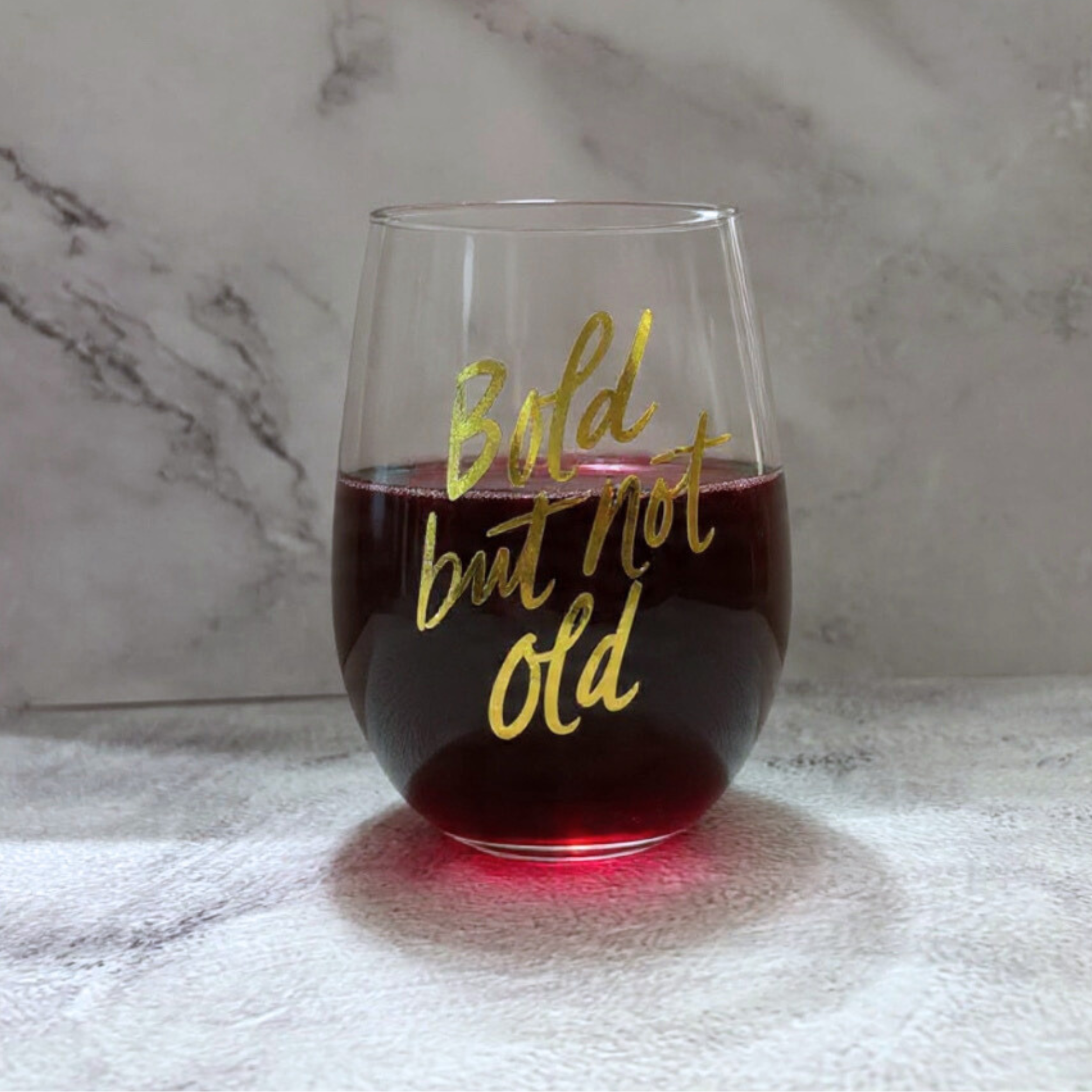 Bold But Not Old Stemless Wine Glass - Birthday or Retirement | Rainbow Glass | 20oz by The Bullish Store