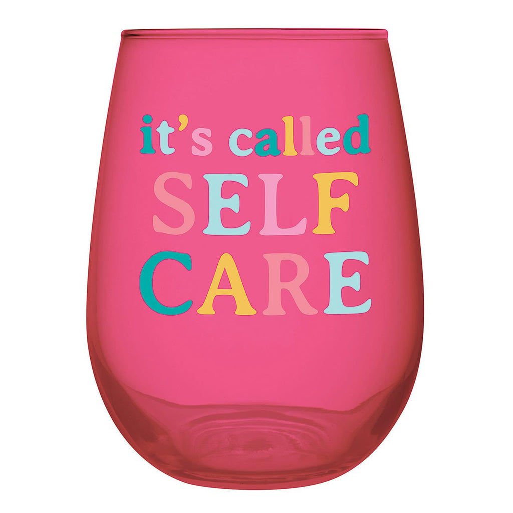 It's Called Self Care Stemless Wine Glass in Pink | 20oz by The Bullish Store