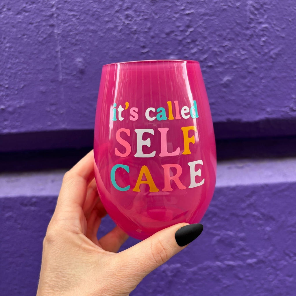 It's Called Self Care Stemless Wine Glass in Pink | 20oz by The Bullish Store