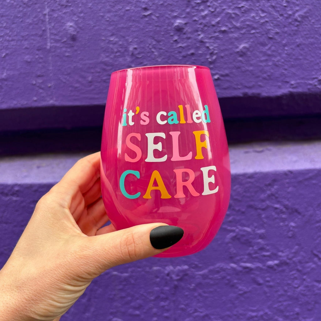It's Called Self Care Stemless Wine Glass in Pink | 20oz by The Bullish Store