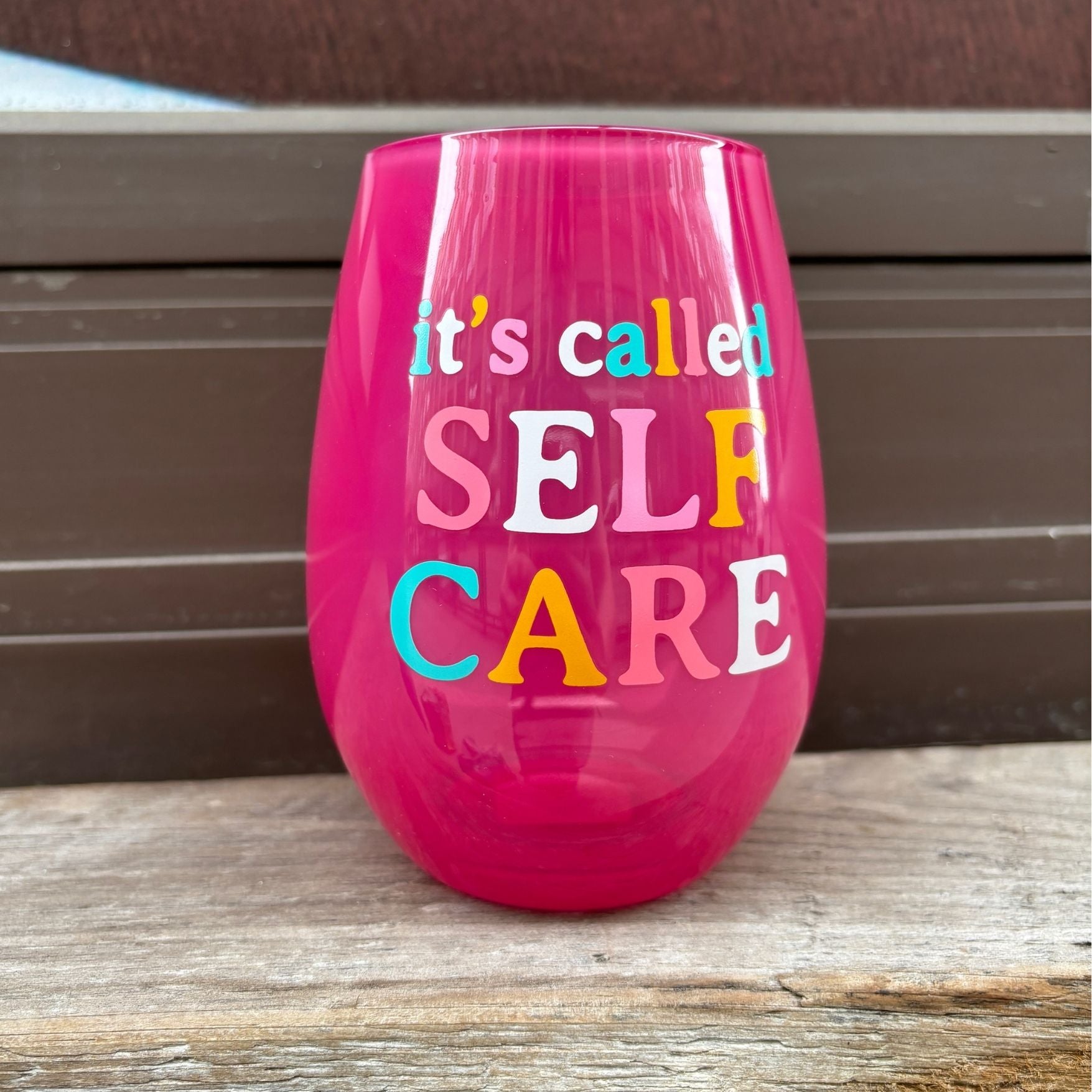It's Called Self Care Stemless Wine Glass in Pink | 20oz by The Bullish Store