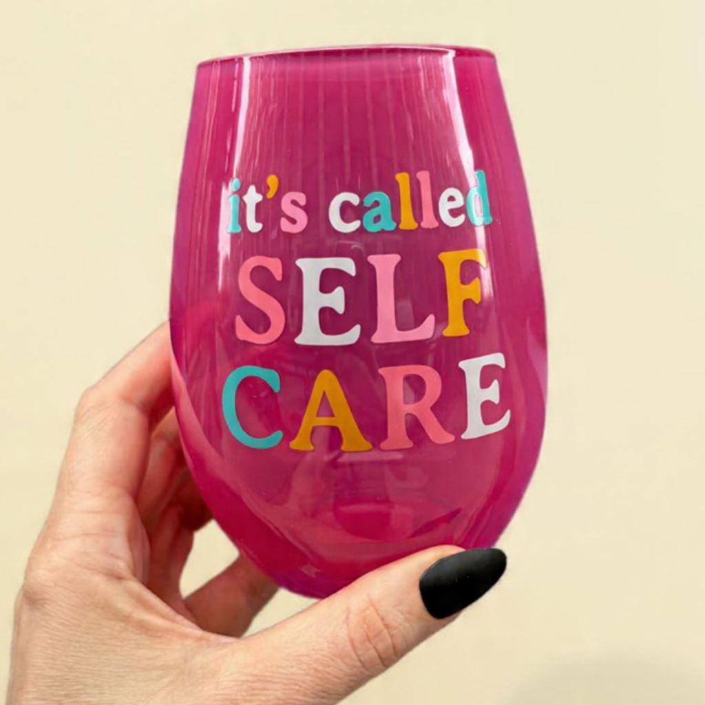 It's Called Self Care Stemless Wine Glass in Pink | 20oz by The Bullish Store