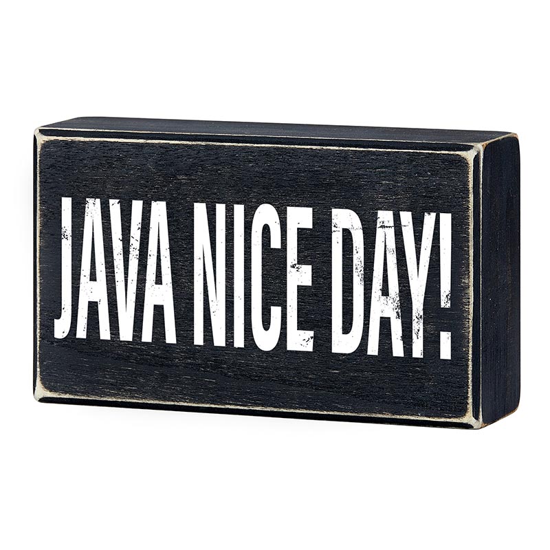 Java Nice Day Box Sign | Wall Tabletop Black Wooden Decor by The Bullish Store
