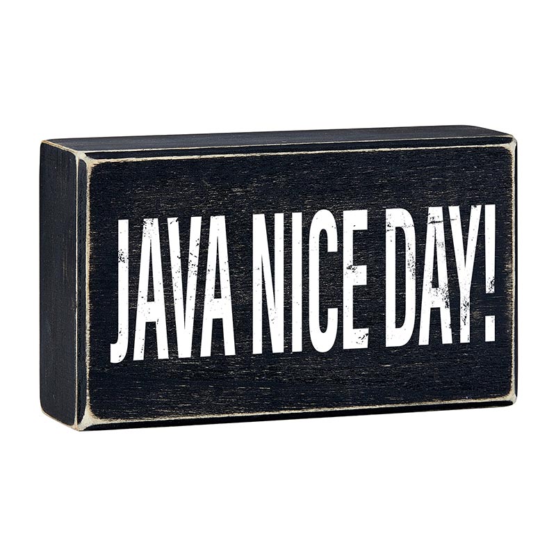 Java Nice Day Box Sign | Wall Tabletop Black Wooden Decor by The Bullish Store