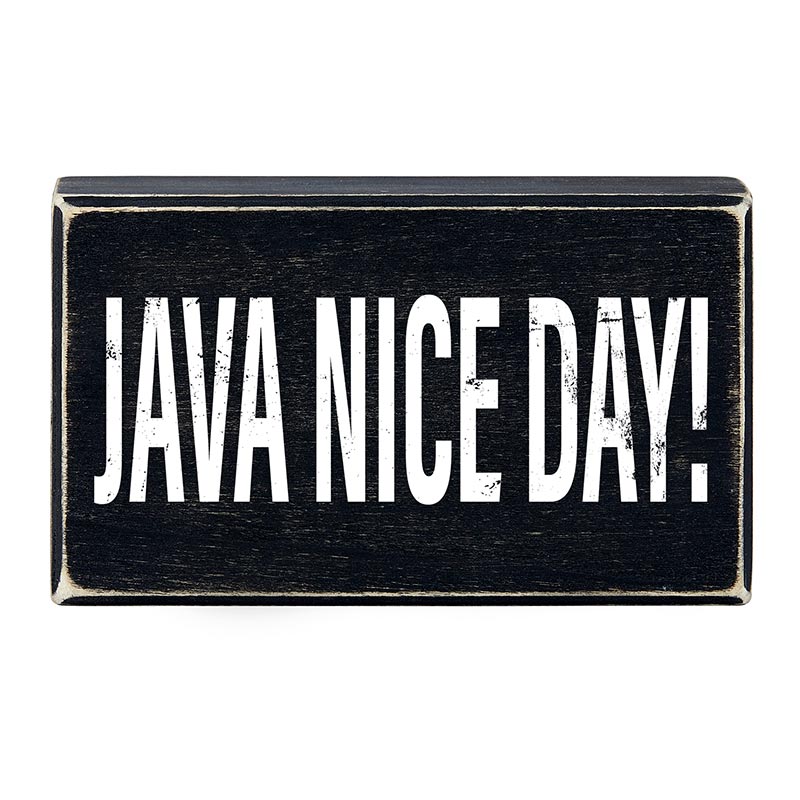 Java Nice Day Box Sign | Wall Tabletop Black Wooden Decor by The Bullish Store