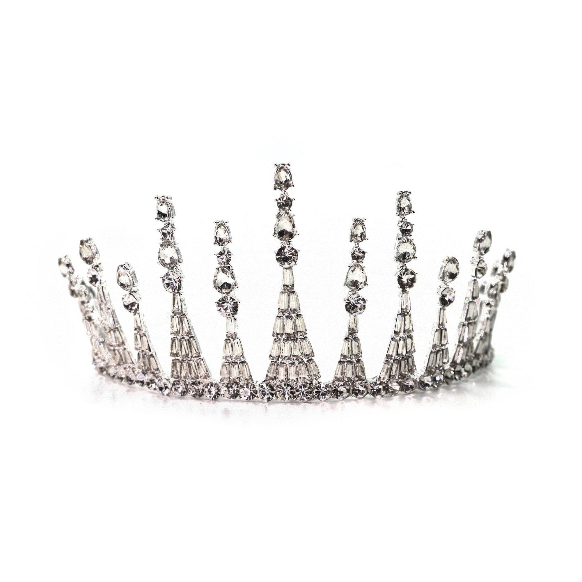 Jazz Age Skyscraper Tiara in Silver | Royalty Crown Bridal Hair Accessory by The Bullish Store