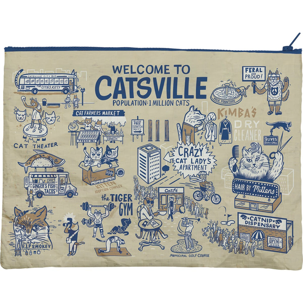 Jumbo Pouch Crazy Cat Lady Apartment Recycled Material Jumbo Zipper Folder | 14.25" x 10" by The Bullish Store