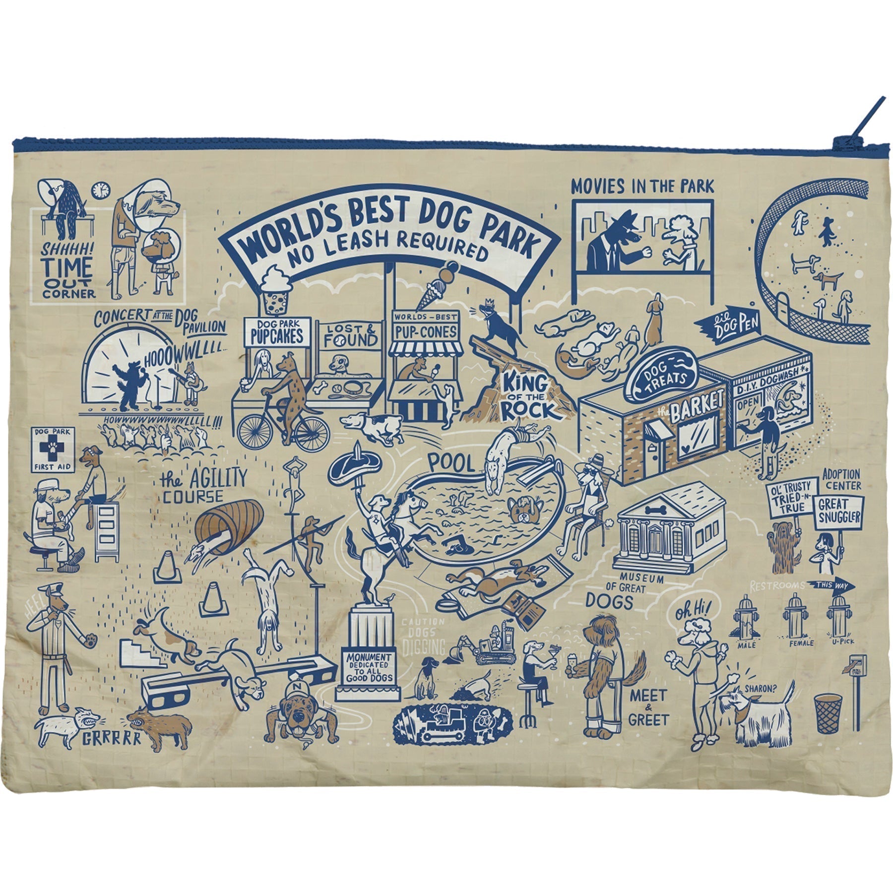 Jumbo Pouch World's Best Dog Park No Leash Required Recycled Material Jumbo Zipper Folder | 14.25" x 10" by The Bullish Store