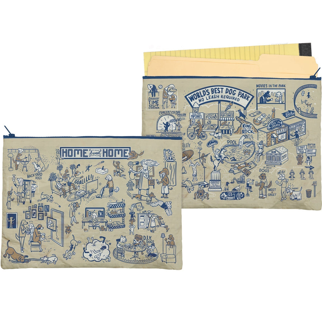 Jumbo Pouch World's Best Dog Park No Leash Required Recycled Material Jumbo Zipper Folder | 14.25" x 10" by The Bullish Store