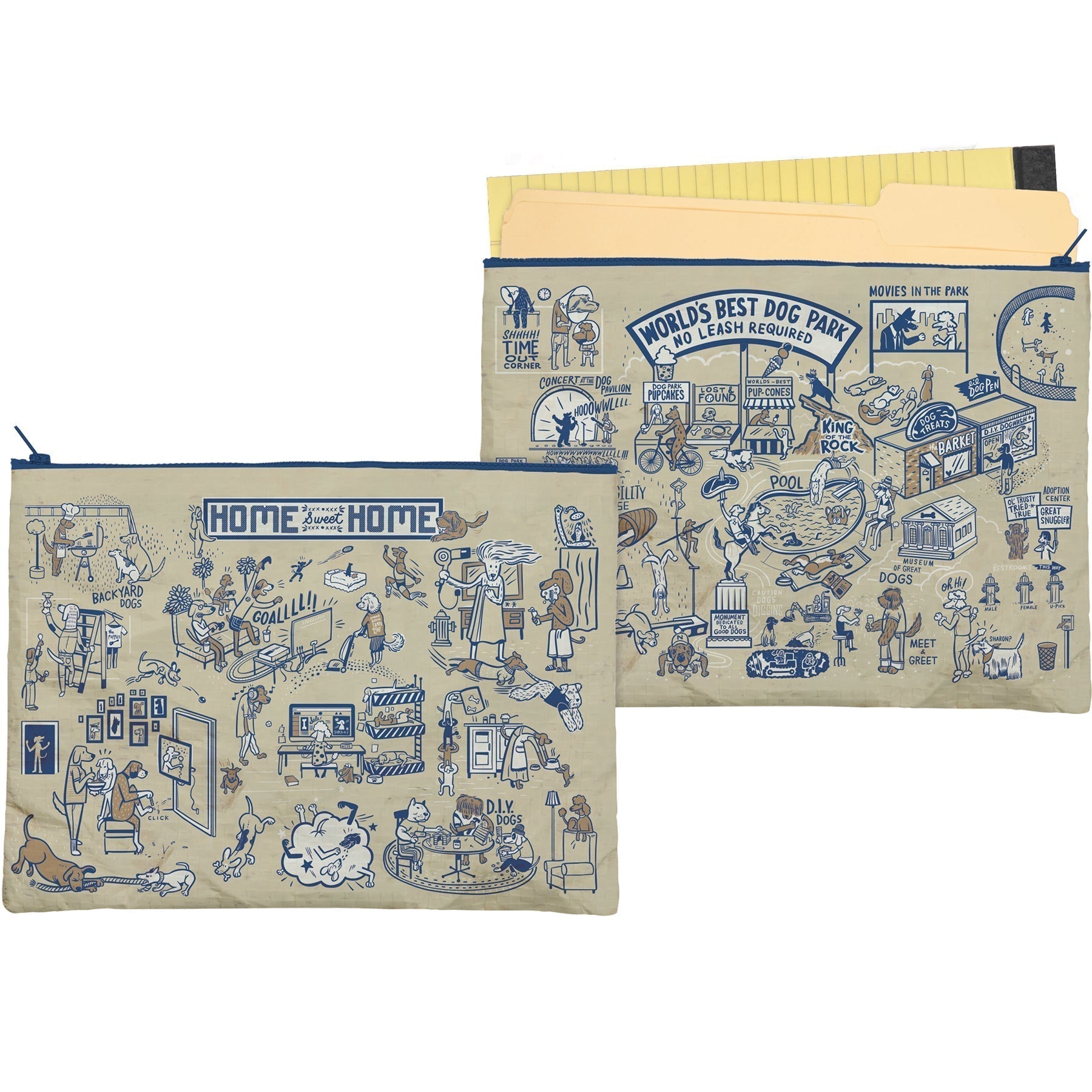 Jumbo Pouch World's Best Dog Park No Leash Required Recycled Material Jumbo Zipper Folder | 14.25" x 10" by The Bullish Store