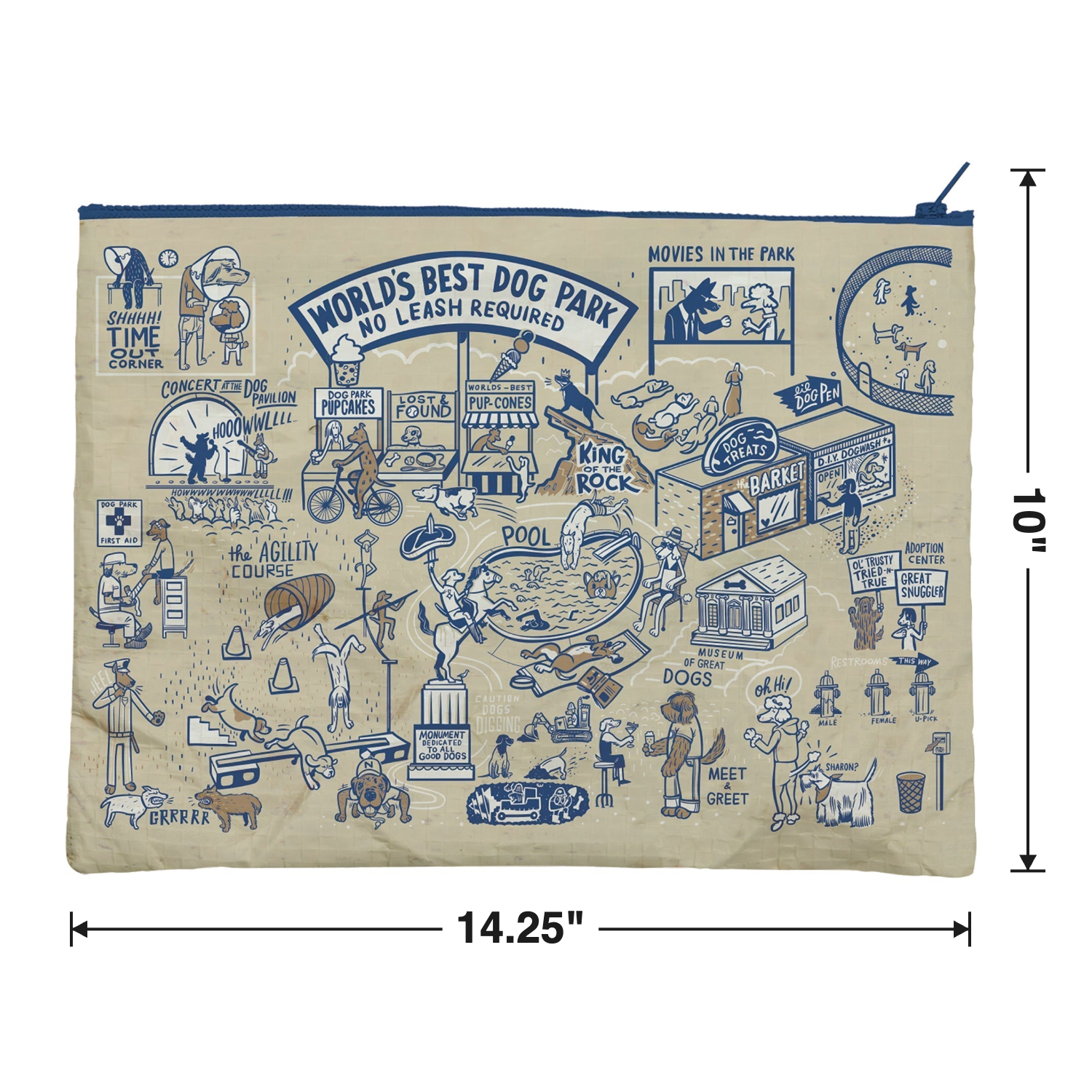 Jumbo Pouch World's Best Dog Park No Leash Required Recycled Material Jumbo Zipper Folder | 14.25" x 10" by The Bullish Store