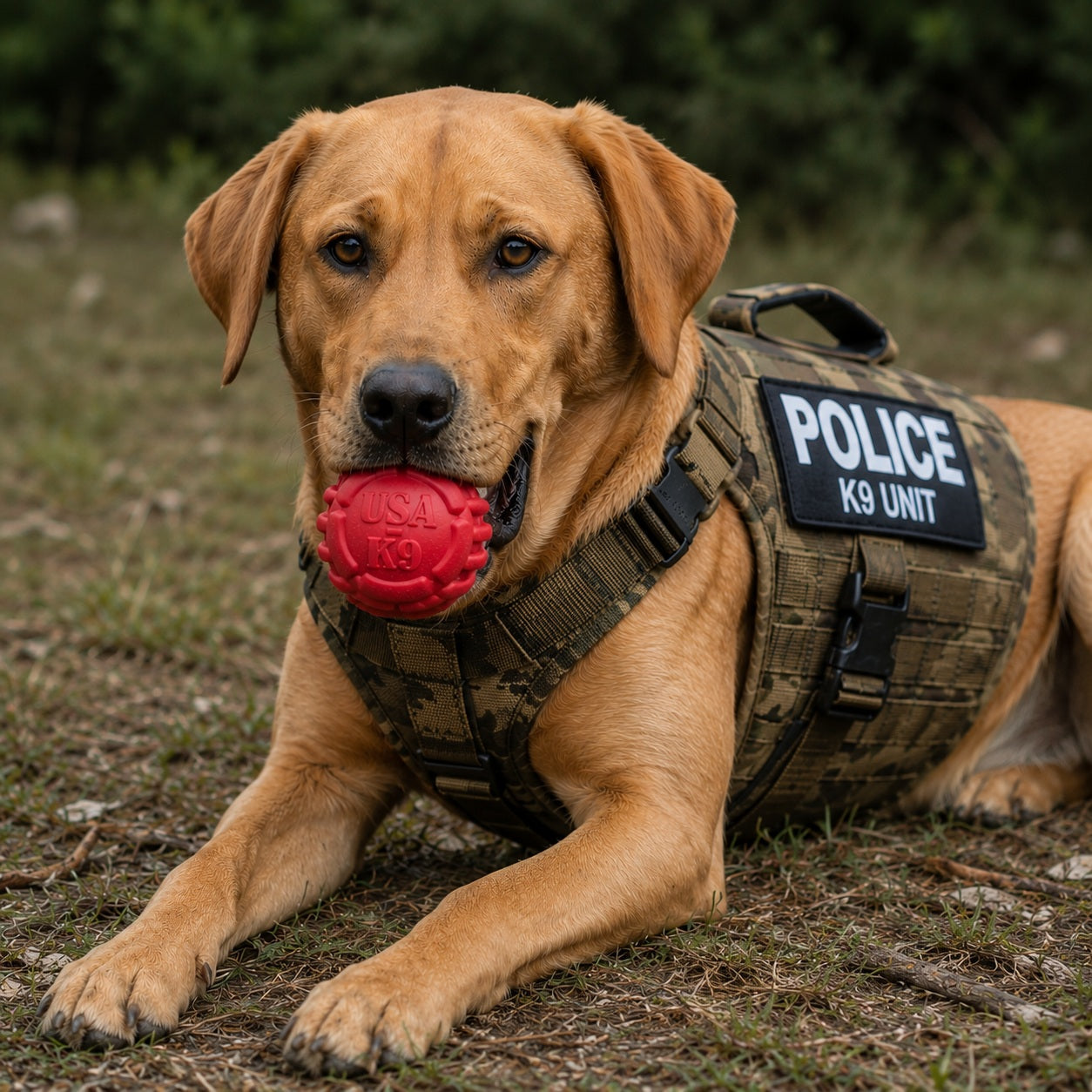 USA-K9 Stars and Stripes Rubber Dog Toy | K9 Handler Reward Toy | Red | USA Made by SodaPup/True Dogs, LLC