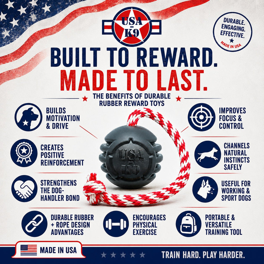 USA-K9 Magnum Stars and Stripes Rubber Dog Toy | K9 Handler Reward Toy | USA Made by SodaPup/True Dogs, LLC