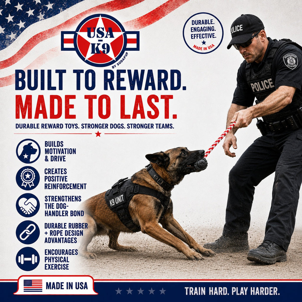 USA-K9 Magnum Stars and Stripes Rubber Dog Toy | K9 Handler Reward Toy | USA Made by SodaPup/True Dogs, LLC