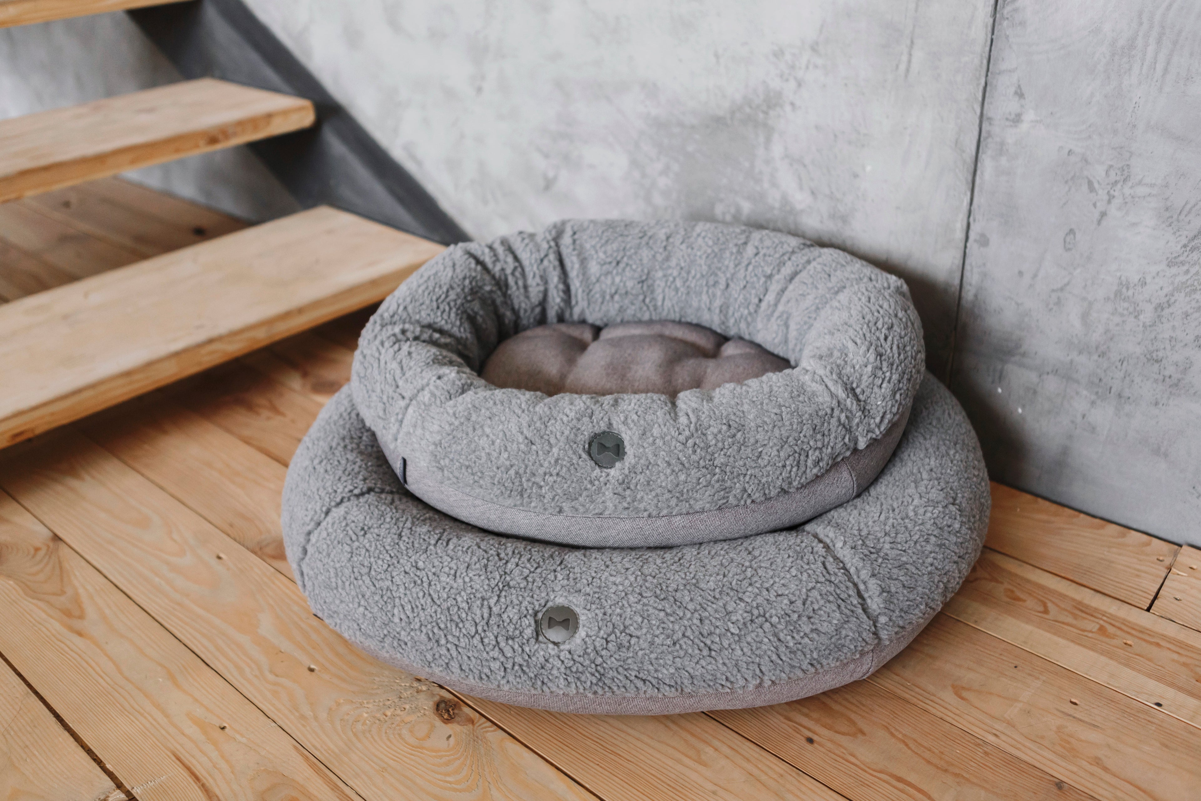 Chester & Lee | Furry Gray Donut Dog Bed by Chester & Lee