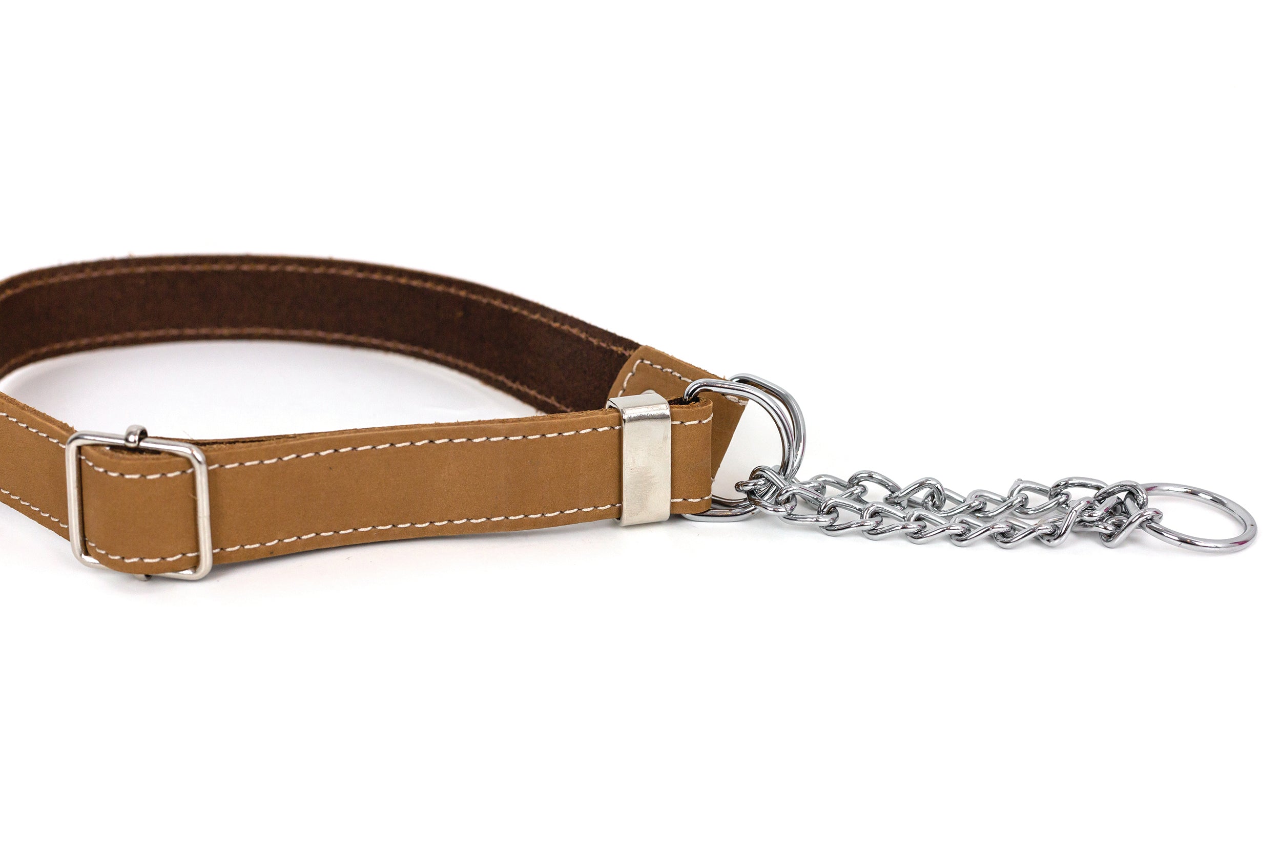 Martingale Khaki Leather Dog Collar by Euro-Dog Collars and Leads