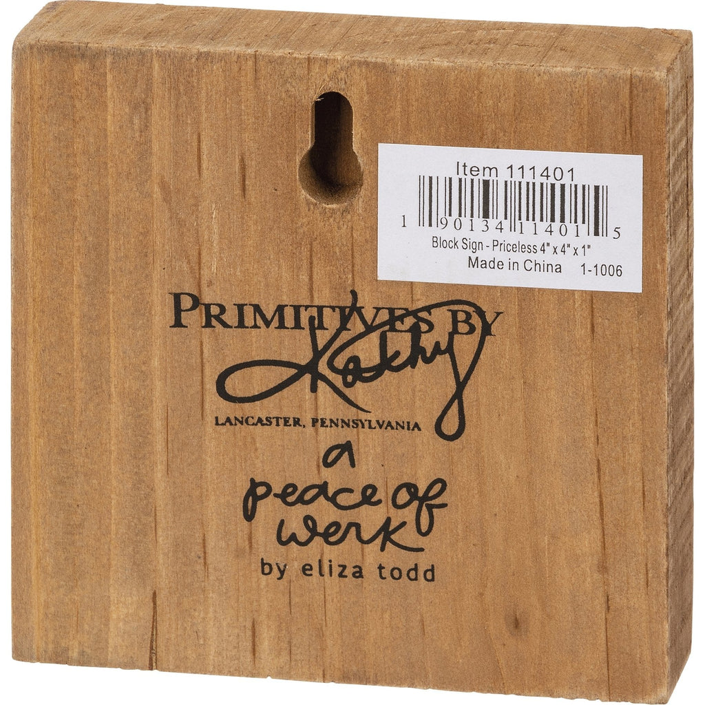 Kindness Equal Parts Free And Priceless Inspo Wooden Block Sign | 4" x 4" by The Bullish Store