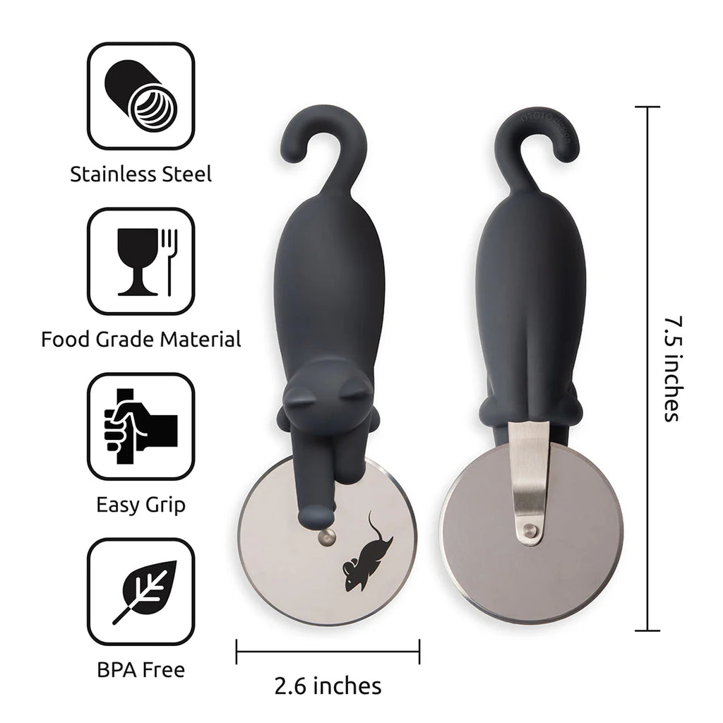 Kitty Cut Pizza Cutter Wheel | Black Cat Lovers Kitchen Utensils by The Bullish Store