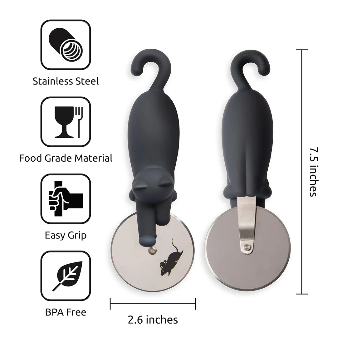 Kitty Cut Pizza Cutter Wheel | Black Cat Lovers Kitchen Utensils by The Bullish Store
