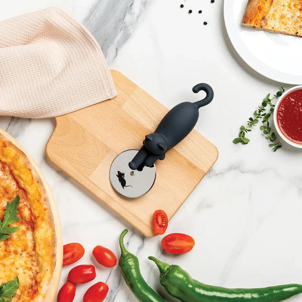 Kitty Cut Pizza Cutter Wheel | Black Cat Lovers Kitchen Utensils by The Bullish Store