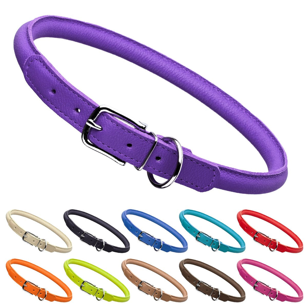 Soft Leather Round Dog Collar by Dogline