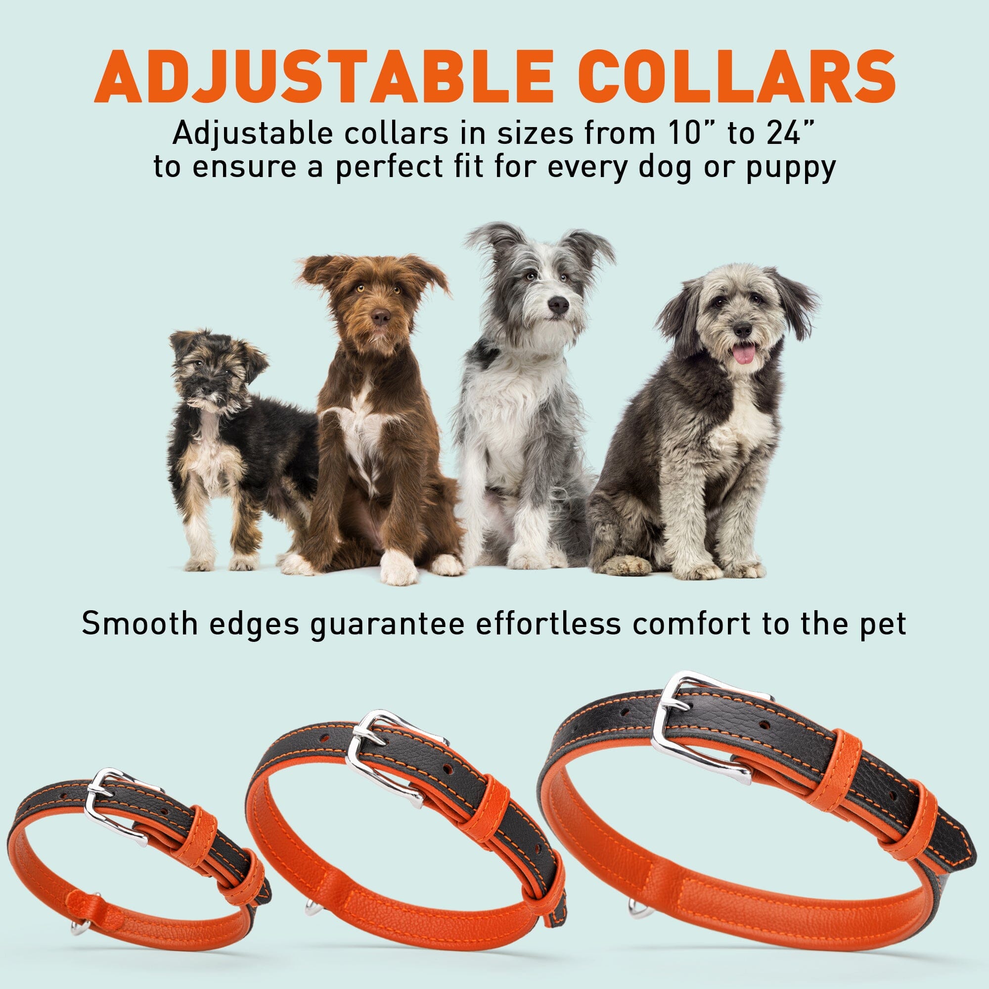 Soft Leather Dual-Color Flat Dog Collar by Dogline