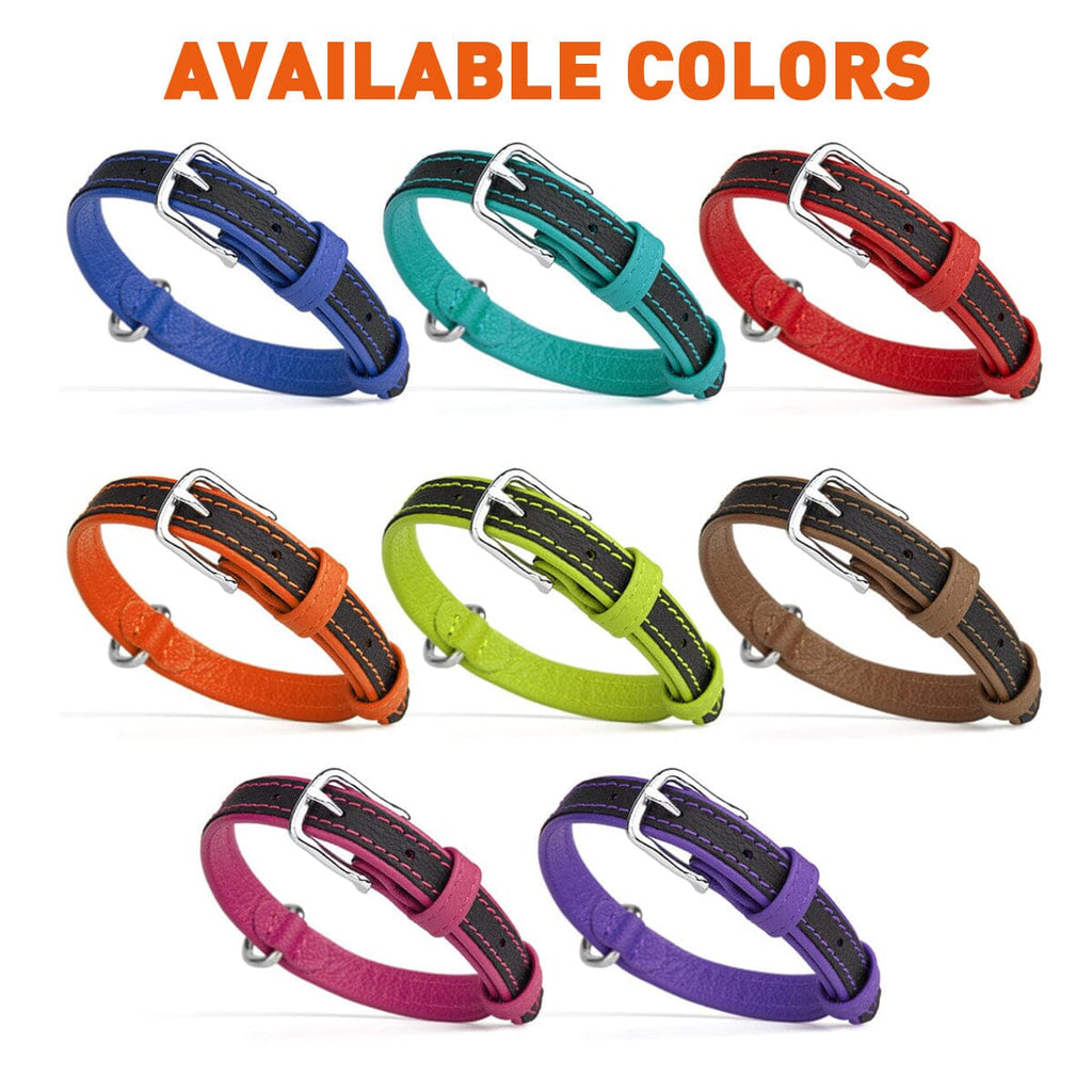 Soft Leather Dual-Color Flat Dog Collar by Dogline