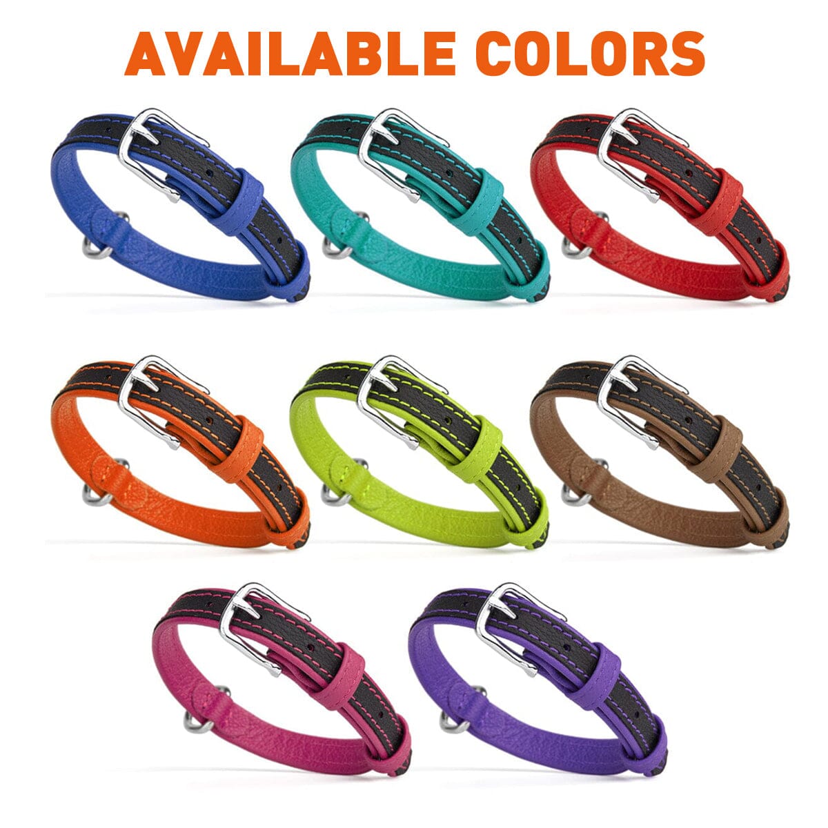Soft Leather Dual-Color Flat Dog Collar by Dogline