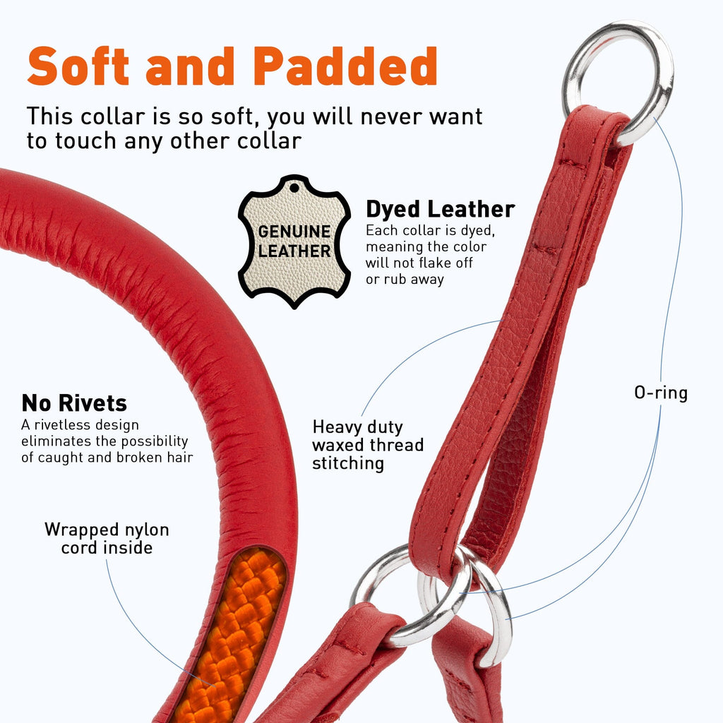 Soft Leather Round Martingale Collar by Dogline