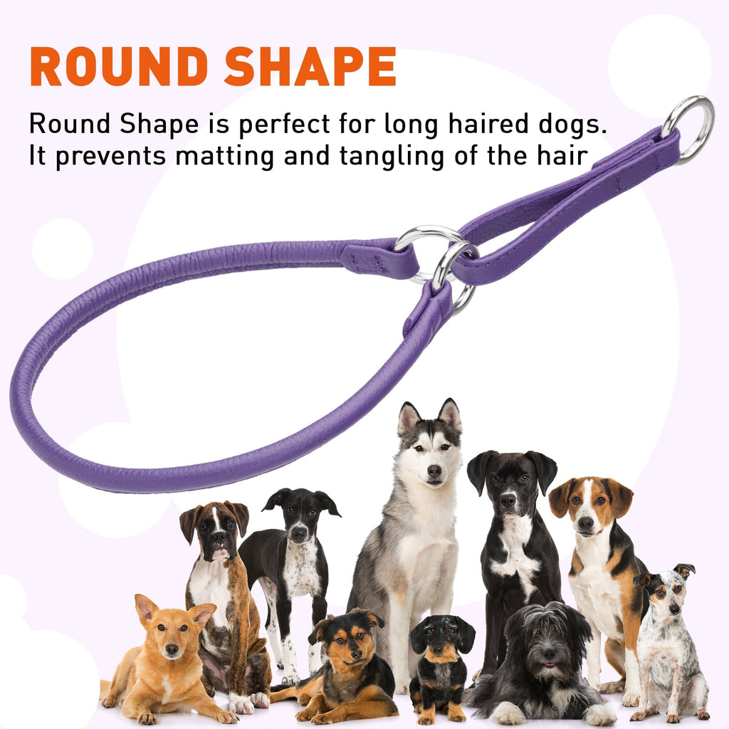Soft Leather Round Martingale Collar by Dogline