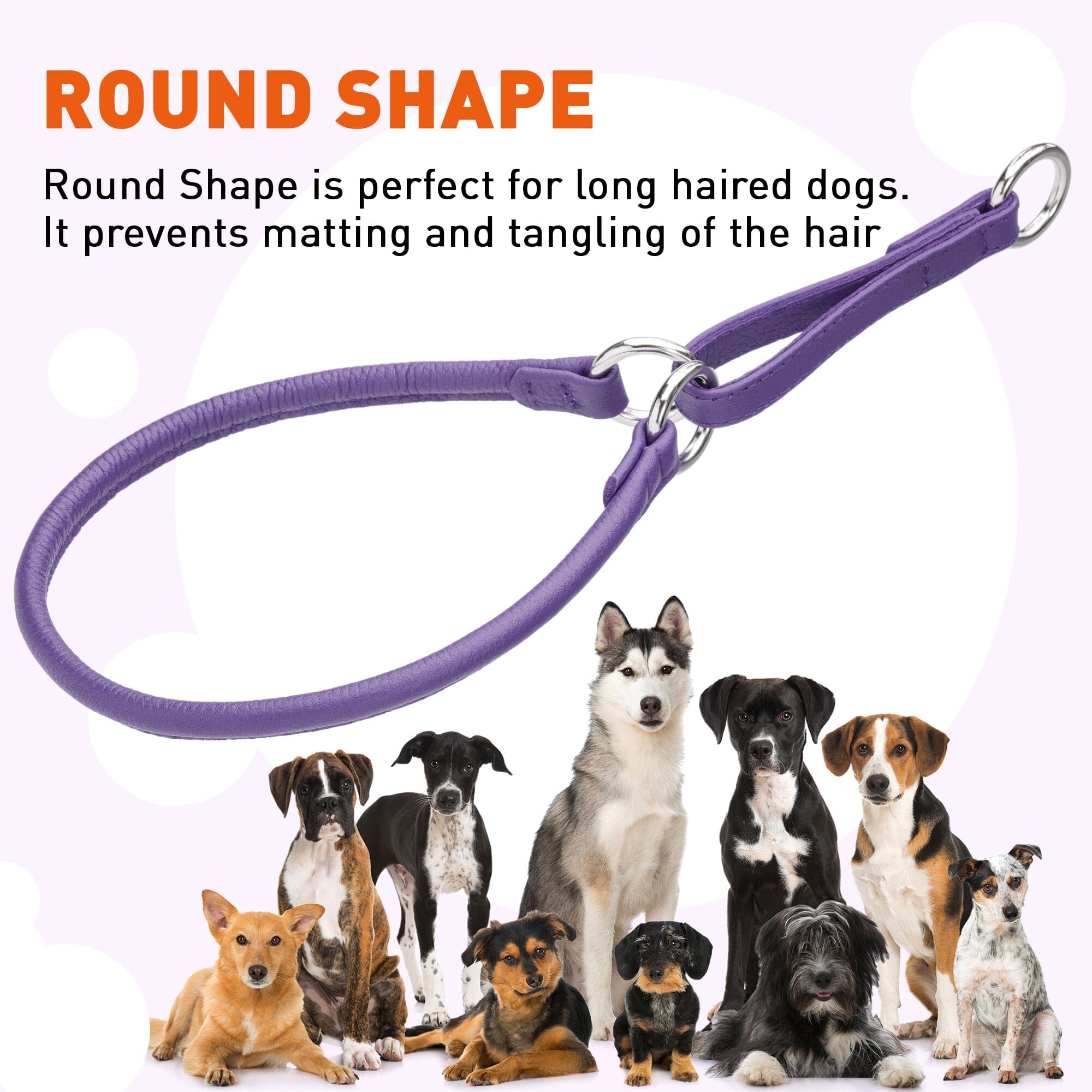 Soft Leather Round Martingale Collar by Dogline